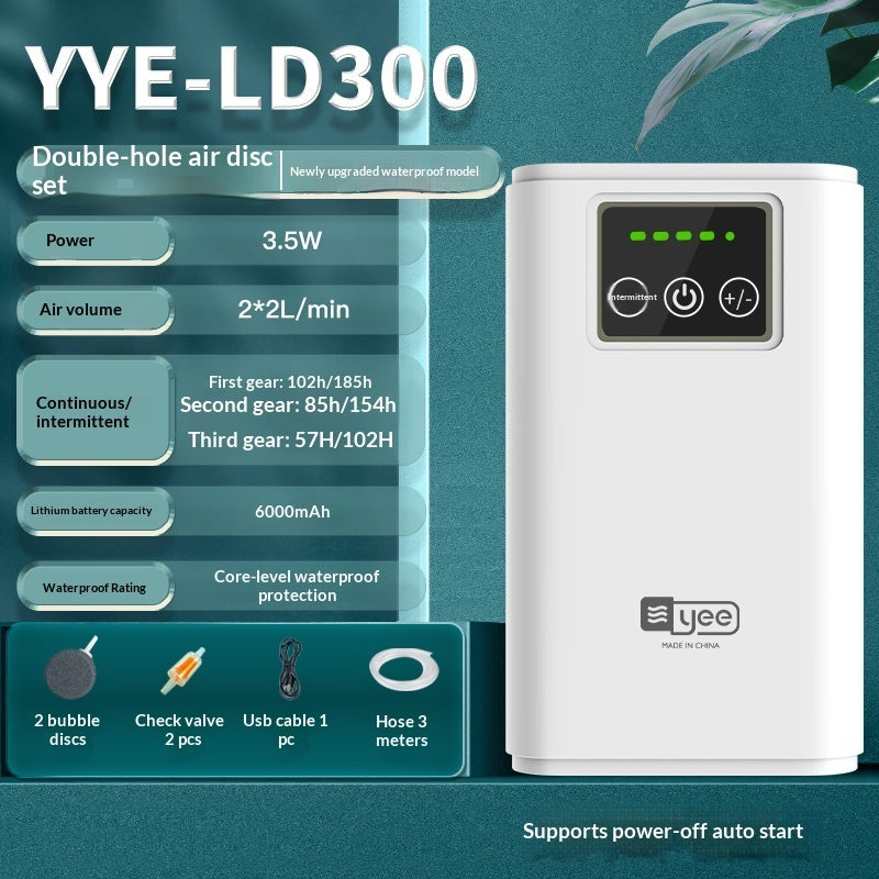 USB-charged Aquarium Oxygen With Automatic Restart In Case Of Power Outages