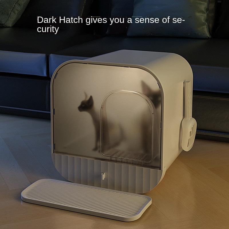 Splash-Proof Cat Litter Box With Drawer