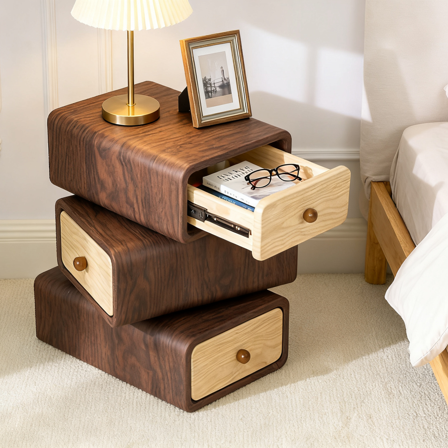Wooden Stackable Nightstand