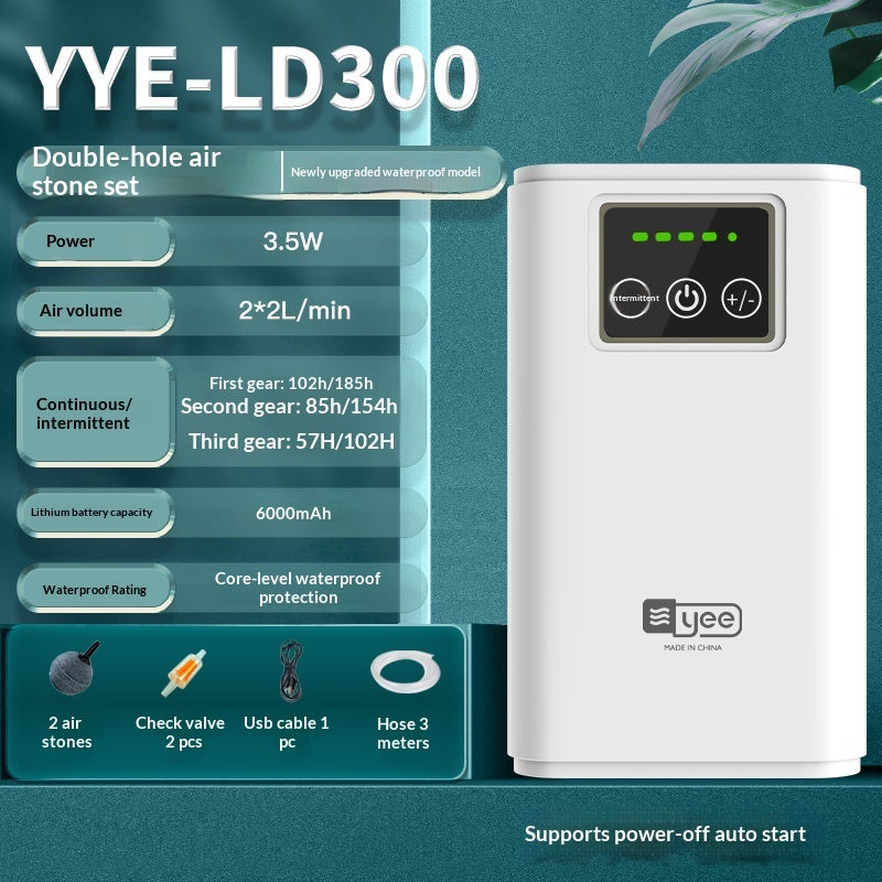 USB-charged Aquarium Oxygen With Automatic Restart In Case Of Power Outages